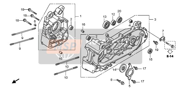 Honda PES125R 2008 Carter voor een 2008 Honda PES125R